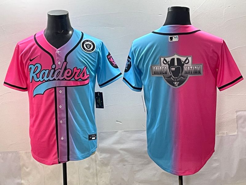 Men 2025 Oakland Raiders Blank Blue pink Nike Limited NFL Jersey style 0014